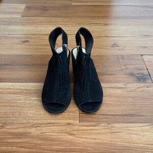 Vince Camuto Black Suede Peep-Toe Slingback Heels